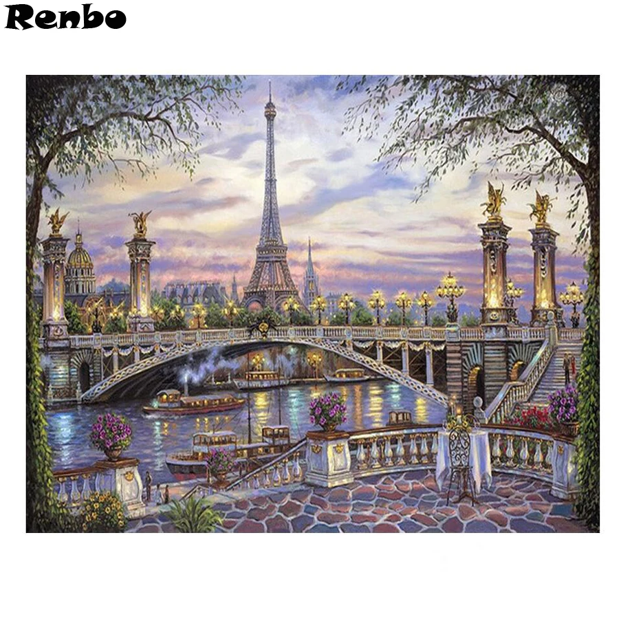 

Diamond Embroidery sale diy Cross Stitch"Paris tower" Paint With Diamonds Picture Of Rhinestones Diamond Mosaic Home decoration