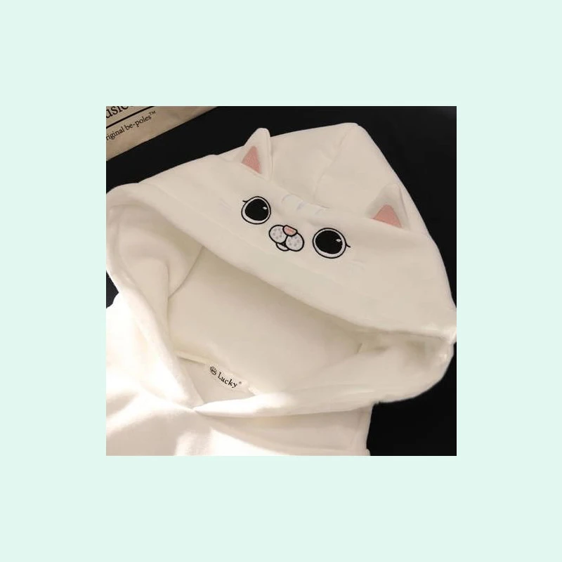  Women Hoody Women Cute Cat Hoodie Long Sleeve Elastic Warm Winter Plush Coat Student 2019 Fashion T