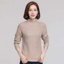 Женский свитер кашемир трикотажный пуловеры зимний невысокая горловина однотонный мягкий трикотаж женский длинный рукав топы джемпер
