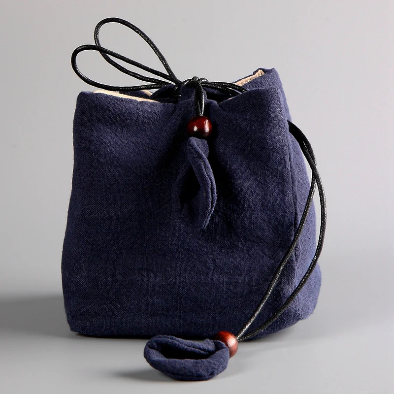 

Travel Tea Sets Package Drawstring Bag Chinese Style Linen Teapot Bag 1 Pot 1 Cups Sack Vintage Design Tea Ceremony Supplies