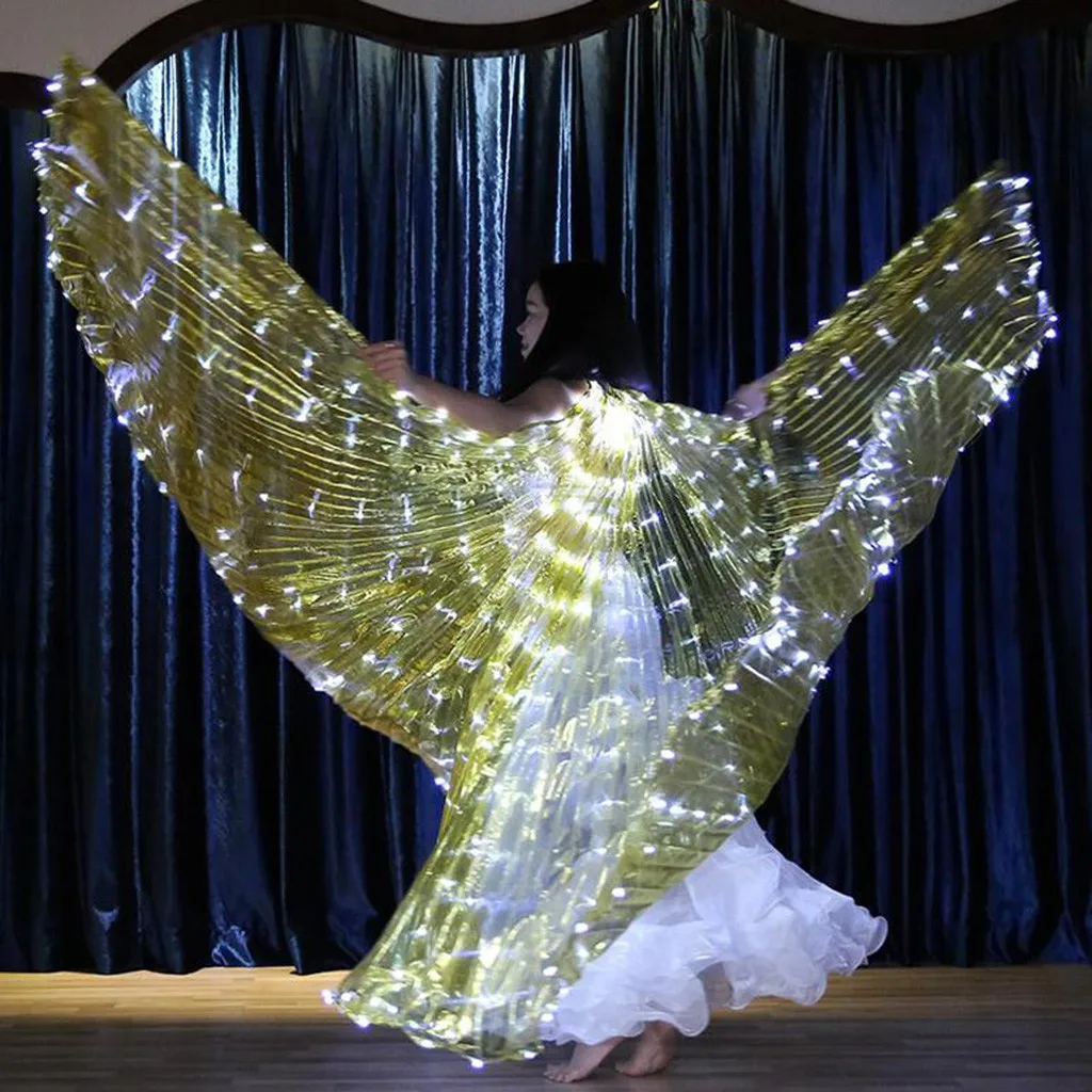 Светодиодный танец живота крылья Ангела Isis крылья бабочки с телескопическими палочками одежда для выступлений танцевальный костюм