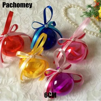 

Christmas Decorations Ball Colorful Transparent Can Open Christmas Clear Bauble with Ribbon Ornament Gift Present MCC042