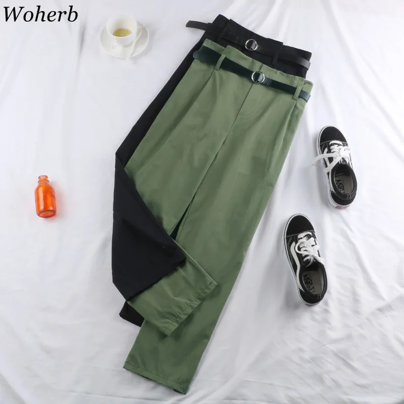 Woherb 2020 Летние повседневные длиной до лодыжки широкие прямые брюки женские