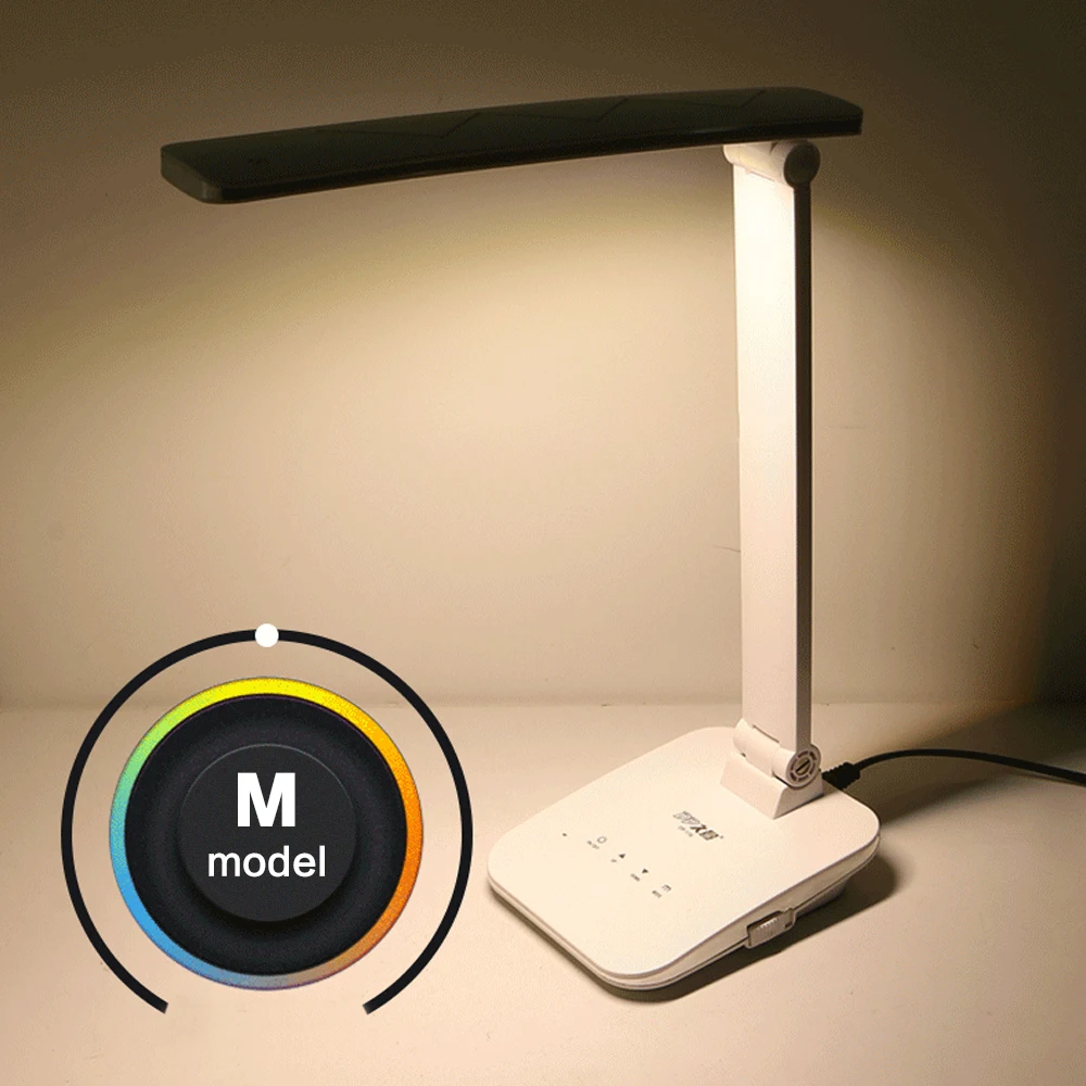

Touch Switch 3 Light Color LED Dimming Desk Lamp Eye Protection Reading Charging & Plugging Folding Table Lamps White Warm Light