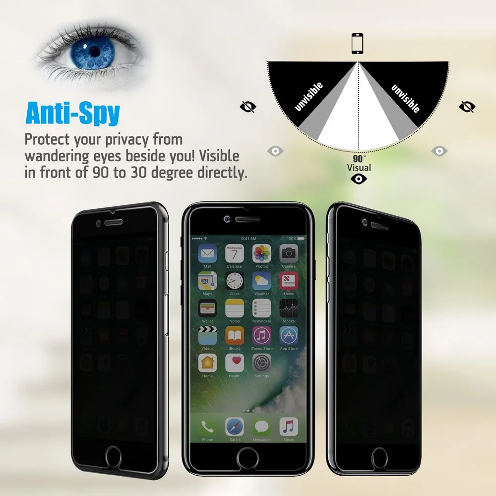 Tomkas Anti Spy Gehärtetem Glas Für iPhone 5 5s SE 6 6s 7 8 Plus Screen Protector Privatsphäre film