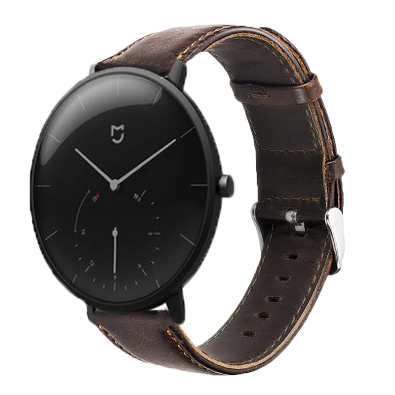 20 мм ремешки для умных часов для Xiaomi Mijia кварцевые часы ремешок кожа металлическая пряжка Пятна браслет Замена ремня