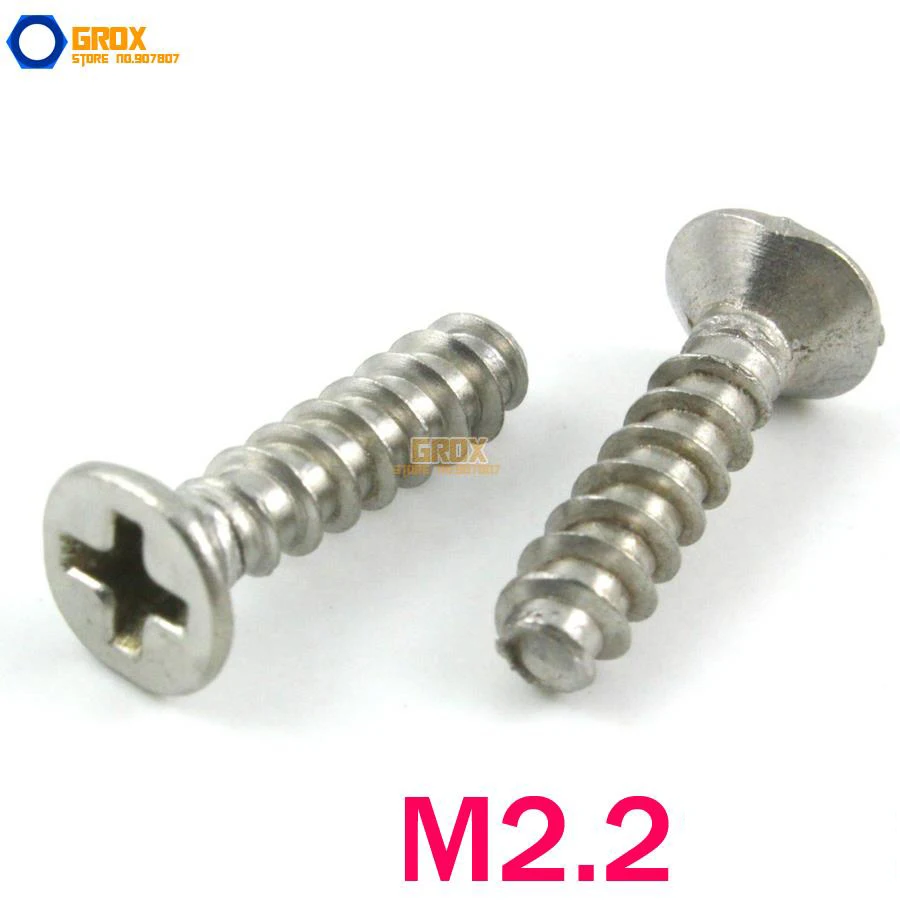 M2.2 Flat Head Flat End Phillips Self Tapping Screw 304 Stainless Steel