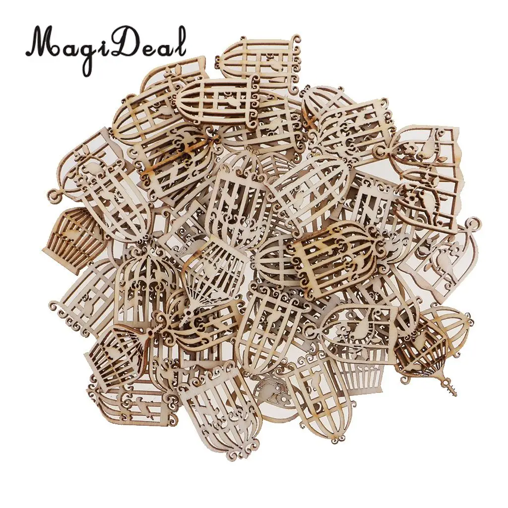 MagiDeal 50 Pieces Mixed Wooden Birdcase Material Wood Embellishment Creative Handworking Activities DIY Craft for Decoration