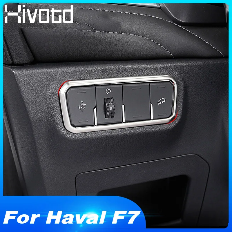 

Hivotd For Haval F7 2019 Car Headlight Switch Decorative ABS Chrome Adjustment Button Decorative Box Cover Interior Mouldings