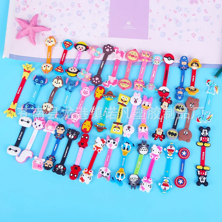 

100pcs Cartoon Cable Winder Wire Organizer Earphone Holder Mouse Cord Protector Cable Management For Samsung iPhone Cable