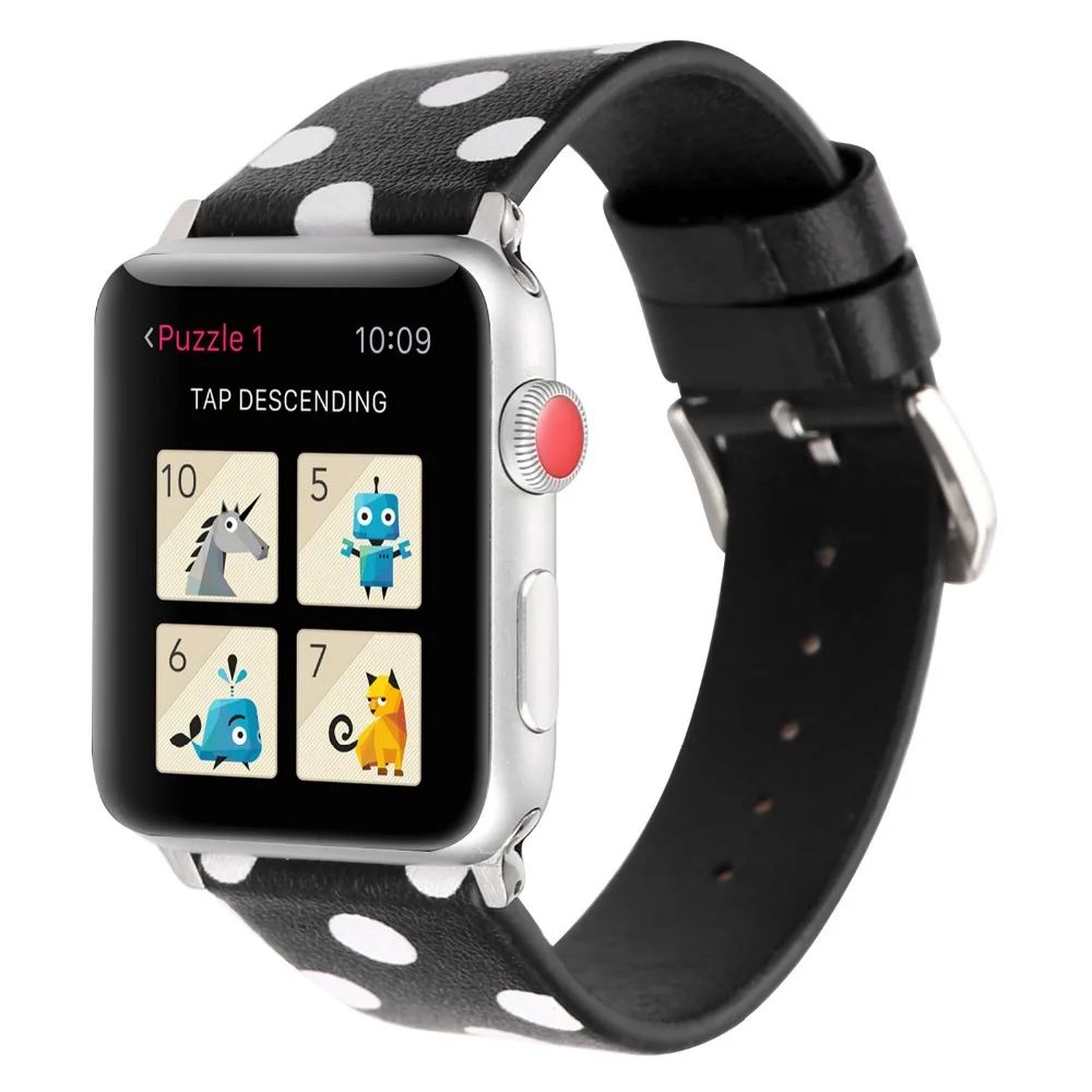 Модный ремешок в горошек для Apple Watch 38 мм 42 40 44 iWatch кожаный браслет ремень серии 1 2 3