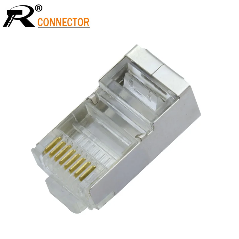 

10pcs 8P8C Crystal 8Pin RJ45 Modular Plug Rj-45 Network Cable Connector Adapter for Cat6 Rj45 Ethernet Cable Plugs Heads