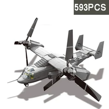Современное военное ww2 Boeing колокол V-22 Скоп здание истребителя Кирпичи Модель мировая война air force цифры блок хранения детских игрушек