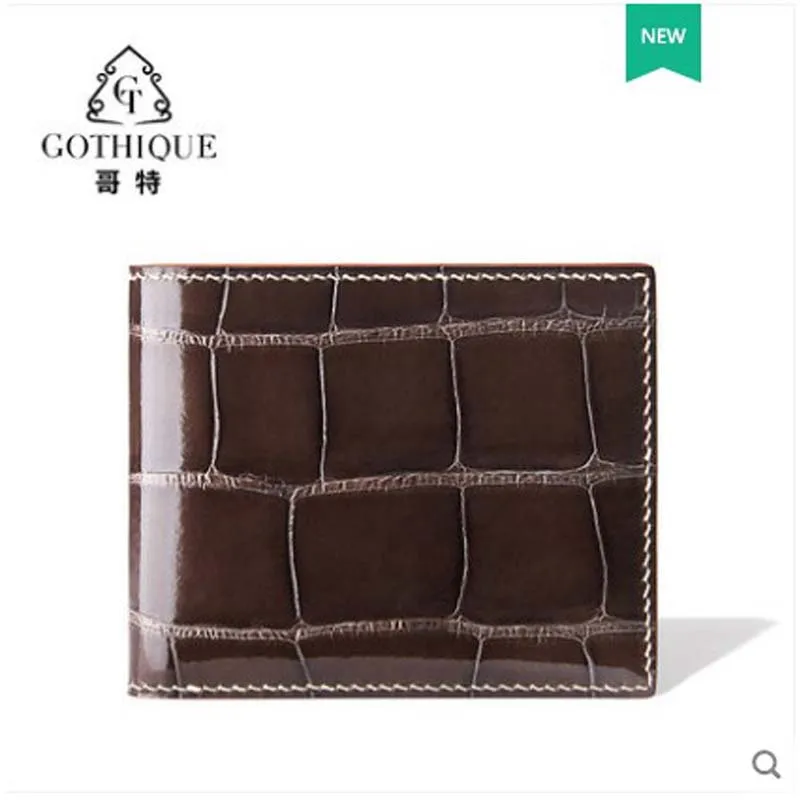 

gete Crocodile wallet for men short imported alligator smooth belly handmade genuine leather horizontal wallet