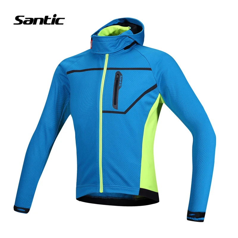 Santic Зимняя Теплая Флисовая велосипедная куртка Pro для горной дороги, велосипедная куртка, ветрозащитная теплая велосипедная куртка с капюшоном, куртка для велоспорта