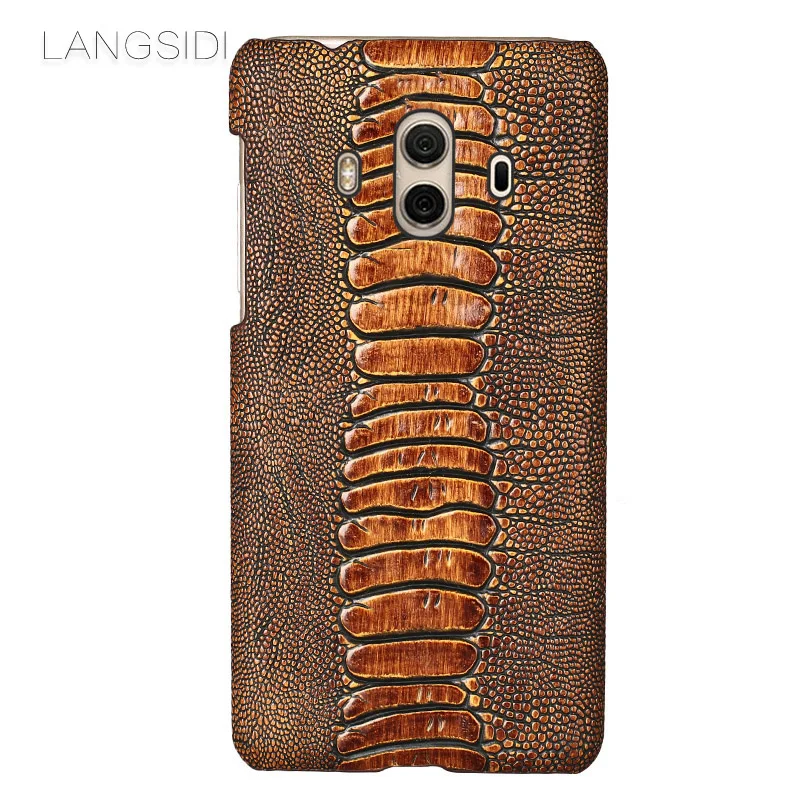 

LANGSIDI brand phone case ostrich foot grain half-wrapped phone case For Huawei Mate 10 phone case handmade custom processing