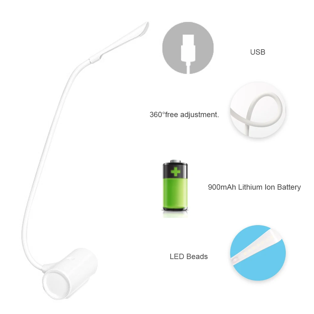 Usb Перезаряжаемые Led Настольная лампа Гибкая сенсорный выключатель 3 уровня Яркость диммер школьник Спальня исследования светодиодные