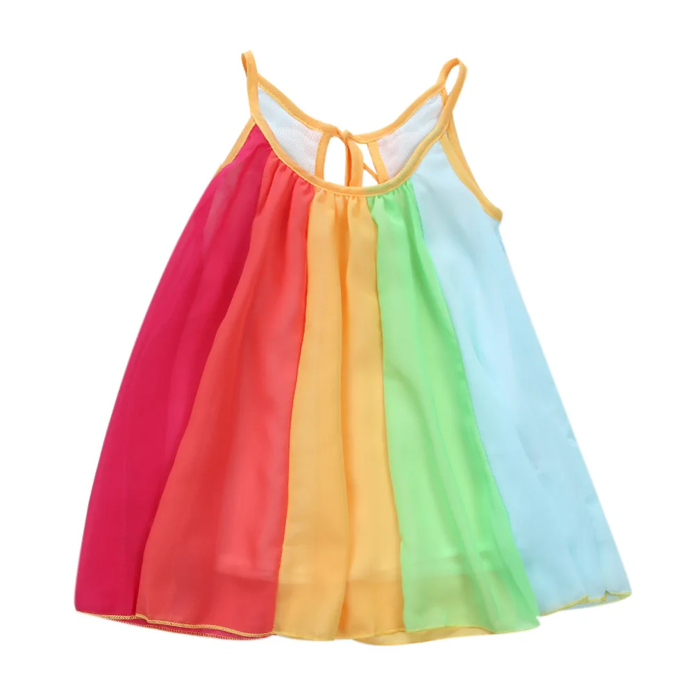

Rainbow Stripes Summer Girl Tutu Belt Dresses Children Girls' Clothing Seeveless For Teenage Girls For Birthday Wedding Party