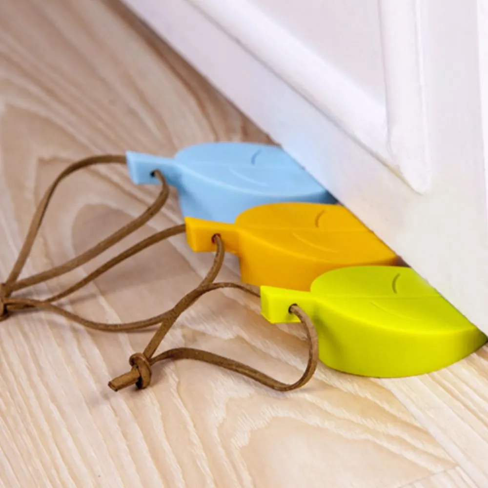 

4pcs Leaf Style Door Stopper Flexible Silicone Door Protect Stopper Wedge Finger Protector Security Card Hanging Door Stopper