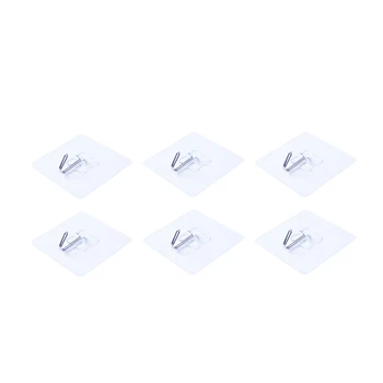 

6pcs Clover Adhesive Hooks Sticky Wall Ceiling Hooks Nail Free Transparent Reusable Heavy Duty Hook for Bathroom and Kitchen A20