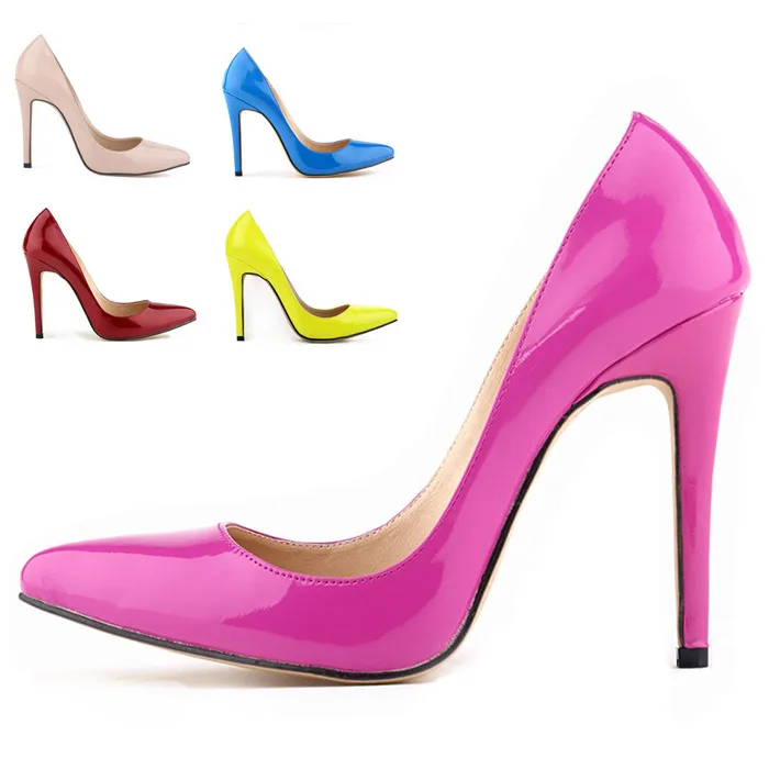 15 Colors Size 35 42 Brand High Heels Shoes Women Pumps 11 cm Patent Leather Thin Heel Woman ...