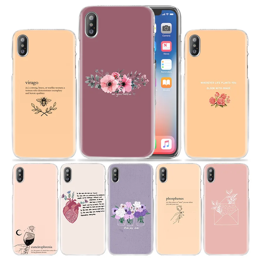 

Words and Patterns Case for iPhone XS Max XR X 10 7 7S 8 6 6S Plus 5S SE 5 4S 4 5C 6+ 6S+ 7+ 8+ Hard PC Luxury Phone Cover Coque