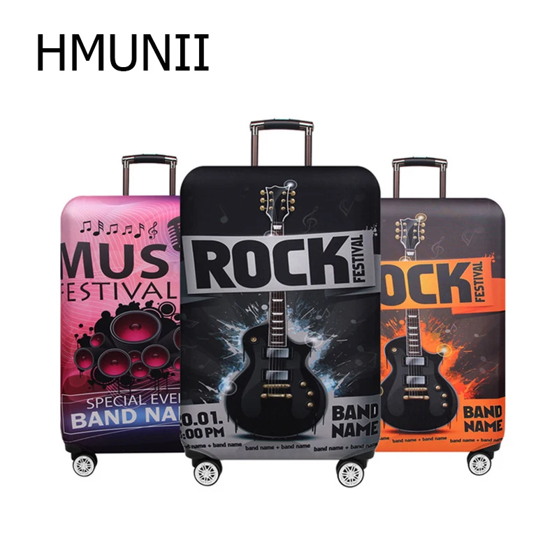 

HMUNII NEW Luggage Protective Cover For 18 to 32 inch Fashion Music Trolley Suitcase Elastic Dust Bags Case Travel Accessories