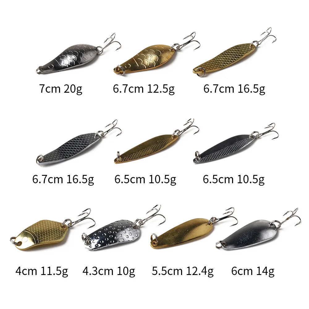 1pcs Metal Spinner Spoon Fishing Lure Hard Baits Gold /Silver Sequins Noise Paillette Treble Hook Tackle 10/10.5/14/16.5/20g