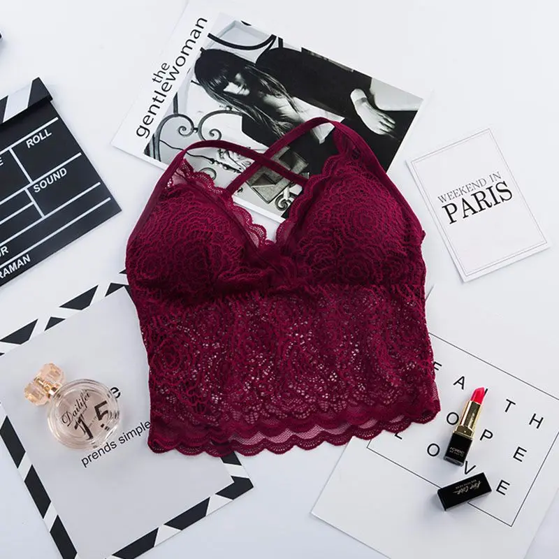 

ROPALIA Sexy Lace Bottoming Camisole Beauty Padded Back Bra Lace Tube Top Underwear