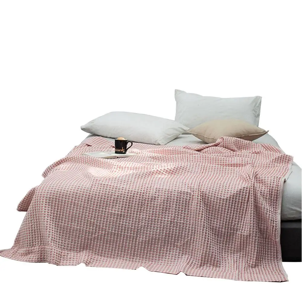 EHOMEBUY, вязаное одеяло в скандинавском стиле с вафельным рисунком, декоративное одеяло, хлопок, для зимы - Цвет: Pink