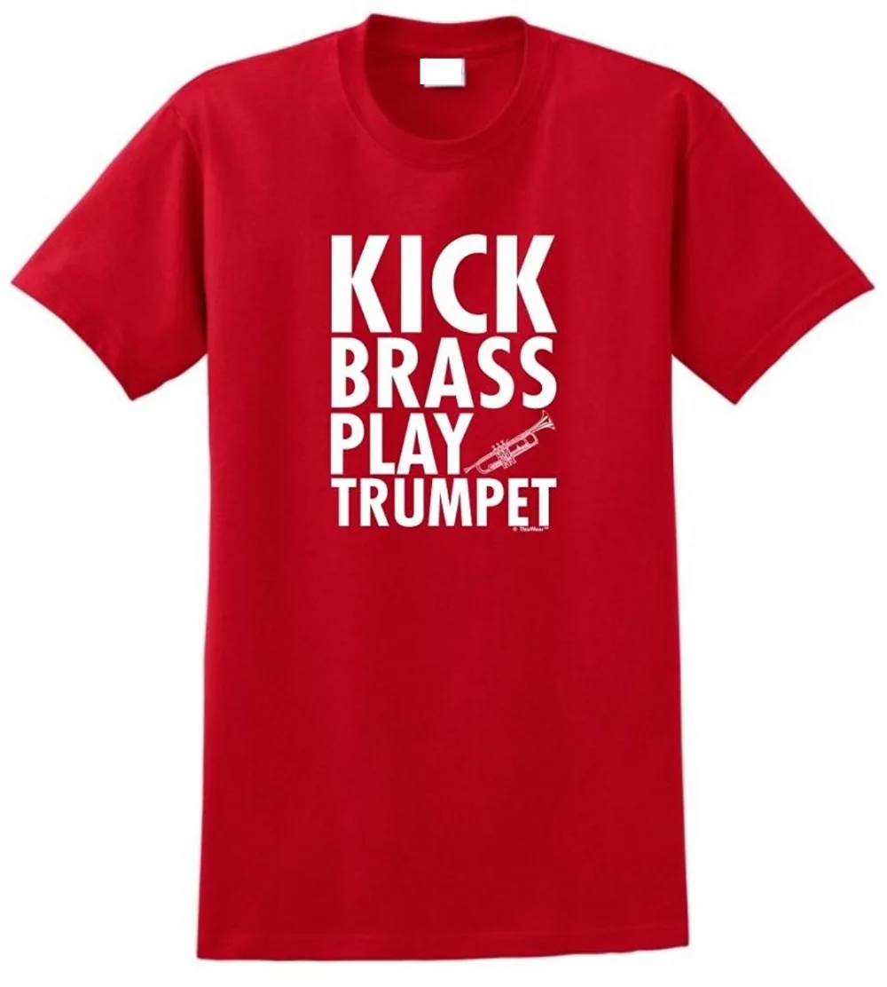 Cool Tee Shirts Short Sleeve Printed Crew Neck Kick Brass Play Trumpet Tee For Men