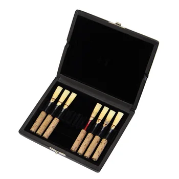 

BATESMUSIC 10pcs Oboe Reed Case Wooden + PU Leather Reed Storage Case Holder Box for Oboe