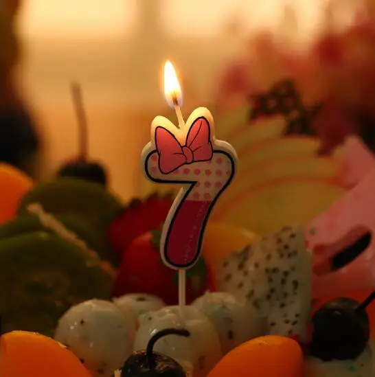 Розовый и голубой номер 0-9 Микки Минни Маус свечи для дня рождения украшение свечей день рождения бабочки дизайнерские свечи - Цвет: pink 7