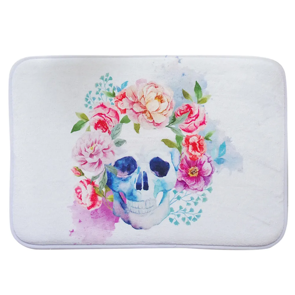 

Halloween Horror Skull Flower Non-slip rugs and carpets Floor Bath Mat Carpet Pad Home Decoration for Bathroom toilet #XTN