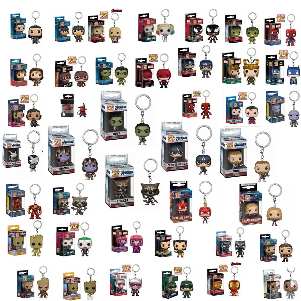 

FUNKO POP Avengers 4: Endgame Captain Marvel Venom Deadpool Iron man Keychain Action Figures Toys for Children Christmas Gift