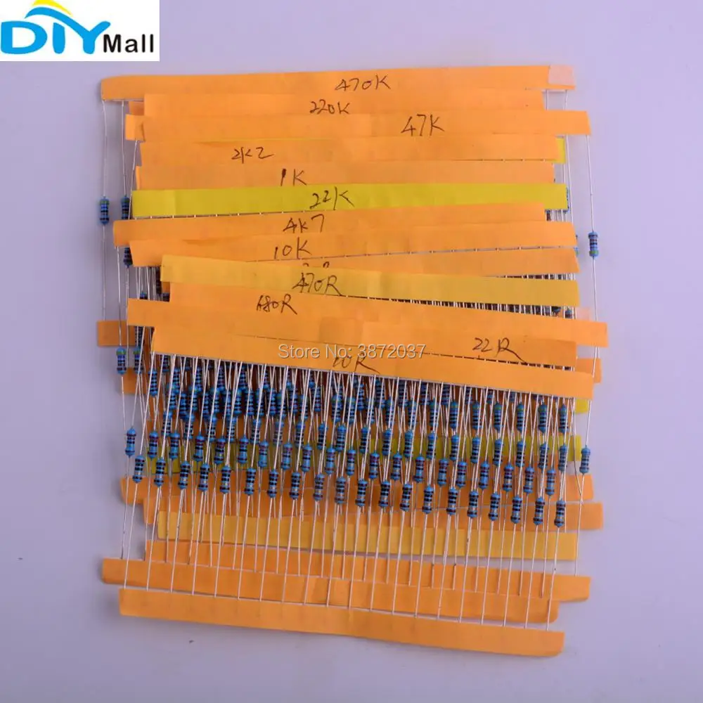 

400pcs/set 1/4W 1% Accuracy Labelled Metal Film Resistors Assortment Kit 20 Value