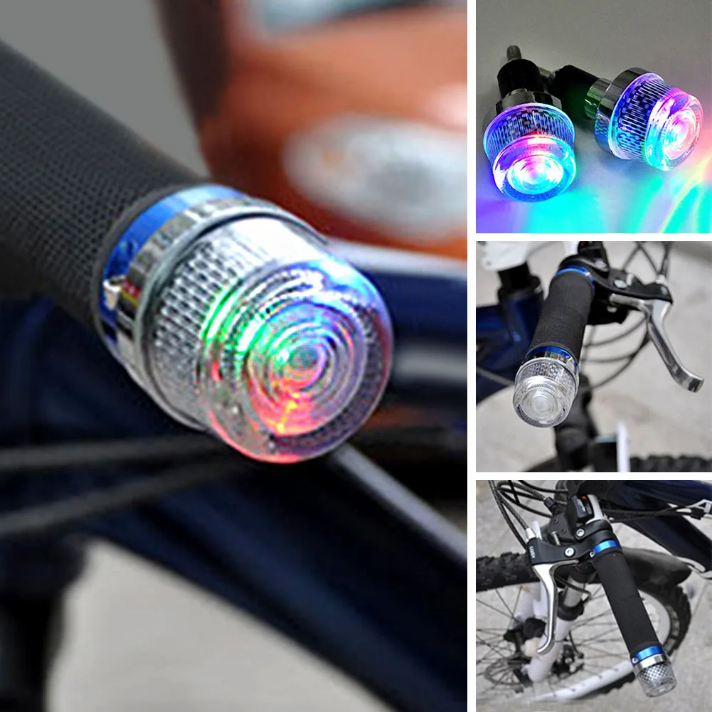 Sale Sales Colorful 2Pcs/Set Waterproof Bike Bicycle Motorcycle  End LED Plug Lights with RGB LED Flash Lamps for 7/8 inch 3