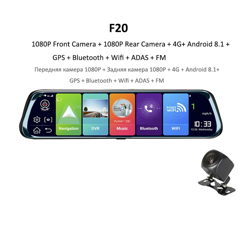 HGDO 4G ADAS Автомобильный видеорегистратор Камера 10 дюймов Android поток медиа зеркало заднего вида FHD 1080P WiFi gps видеорегистратор Регистратор Видео Регистратор - Название цвета: No bracket