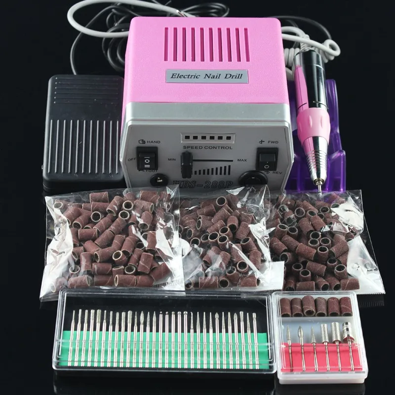 

Free shipping Electric Manicure Nail Drill File Machine To Nail 220V/110 30x Drill Bits Kits120pcs Sanding Bands Nail Tools kit