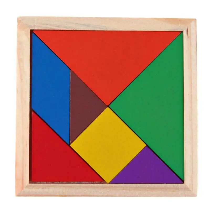 Деревянный Tangram 7 частей головоломки красочный квадрат IQ игра головоломка интеллектуальные Обучающие игрушки для детей Рождественский подарок