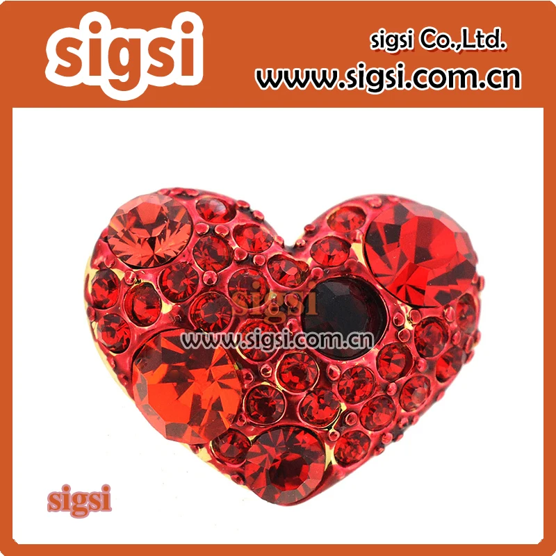 

Wholesale Romantic heart shape rhinestone brooch for Valentine's Day