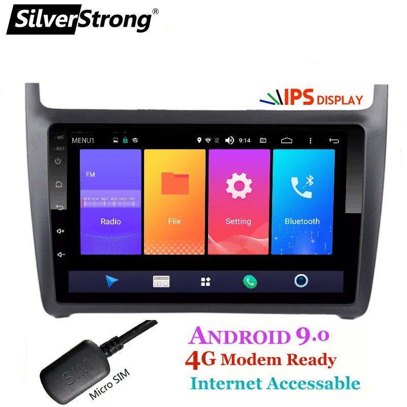 Cheap SilverStrong IPS Android9.0 4G Car GPS Radio for VolksWagen Polo New Android 9.0 2009 2010 2012 2013 2014 2015 RDS DVR 3