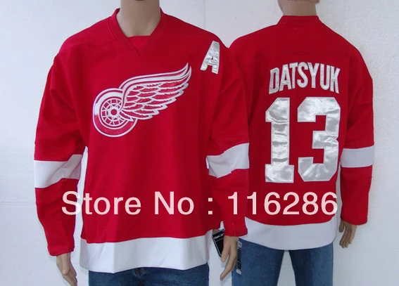 Hockey jerseys Men's Cheap Jerseys Detroit Red Wings #13 Pavel Datsyuk Stitching Free shipping | Спорт и развлечения