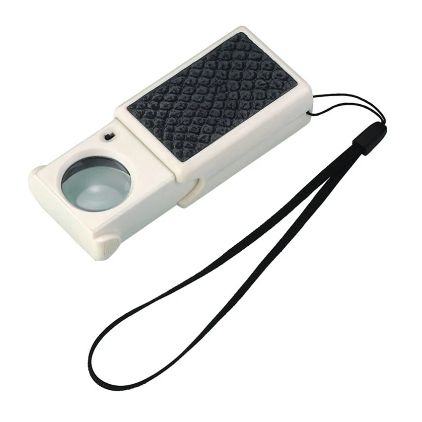 45x Lighted Pop up Pocket Magnifying Glass with LED Lights Jewelry Loupein Magnifiers from
