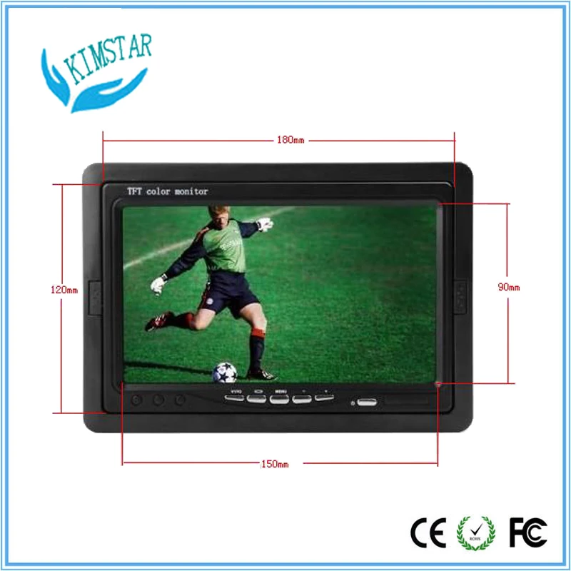 

7 inch Car Monitor TFT LCD Monitor 800*480 digital screen High resolution FM Remote Controller 2 Video input