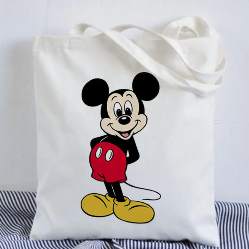 Disney Микки Маус мультфильм плюшевая женская сумка на плечо женская модная парусиновая Сумочка девушка подарок сумка шоппинг - Цвет: 2
