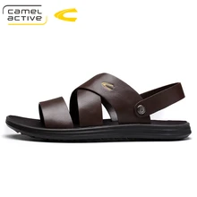Camel Active Для мужчин босоножки из натуральной кожи летние болотных пляжная обувь Тапочки ручной работы из Повседневная кожаная обувь; Вьетнамки; большие размеры Size44
