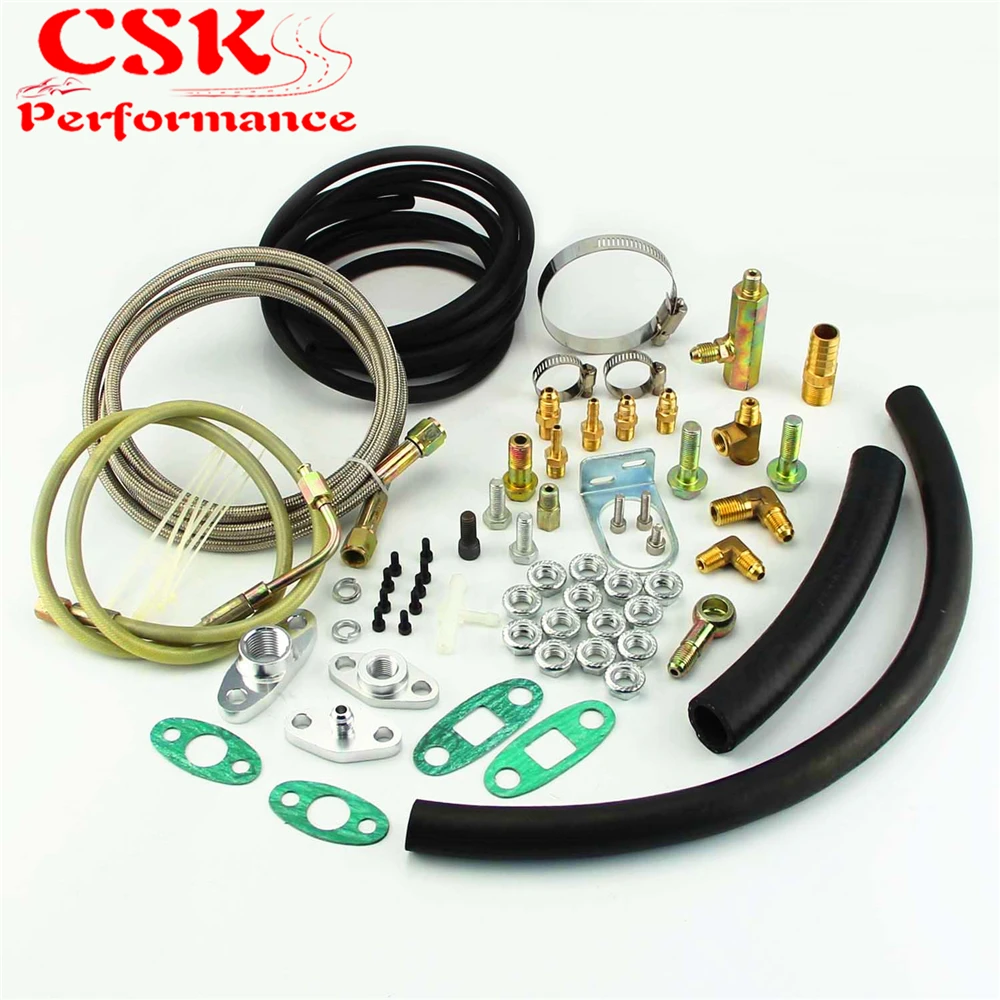 Complete Turbo Oil Line Inlet Drain Return Kit T3T4 T3 T4 T70 T04S T04Z T4Ein Fuel Supply