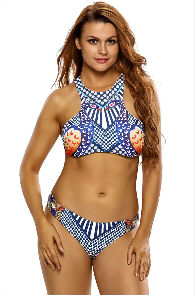 Sporty Tankini Swimsuits For Women Luxury Peacock Print Swimwear