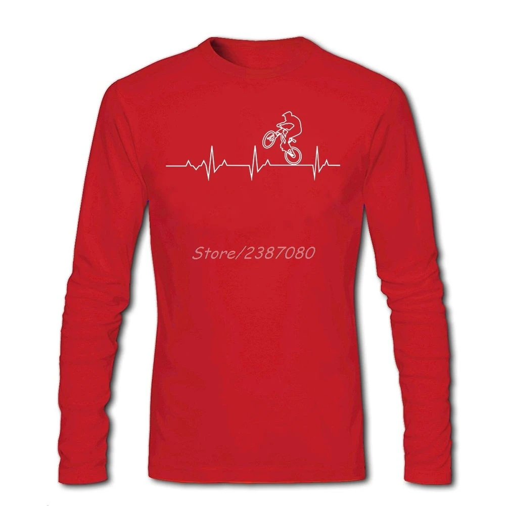 X-Games Bikes Heartbeat футболка на заказ с длинным рукавом футболки для мужчин хип-хоп брендовые хлопковые футболки - Цвет: Красный